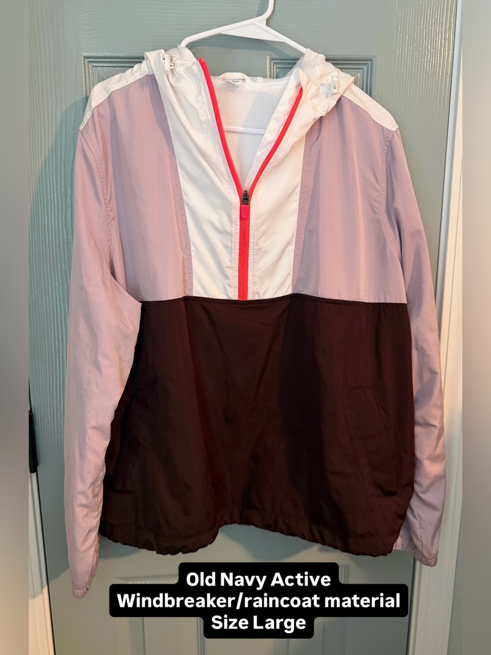 Old Navy Pink, White & Plum Half-Zip Windbreaker